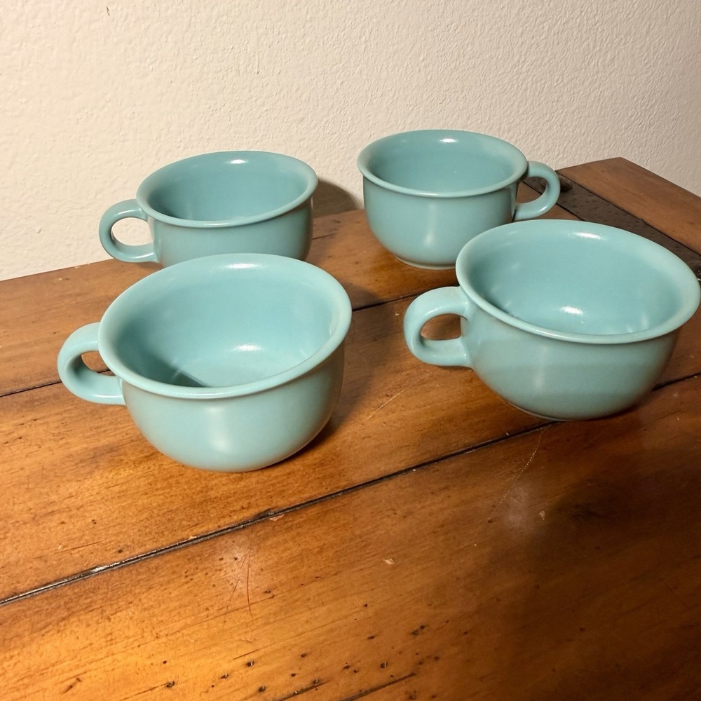 Set Of 4 Dansk  Turquoise 3 3/4 Inch Cups Mugs Portugal‎ Stoneware, Tea, Coffee